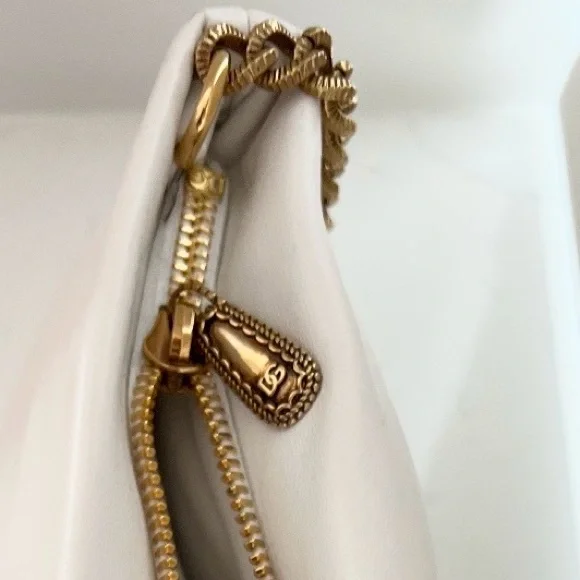 NWT Authentic Dolce & Gabbana Devotion White Leather Heart Bag Gold Chain Pearl - Picture 12 of 14
